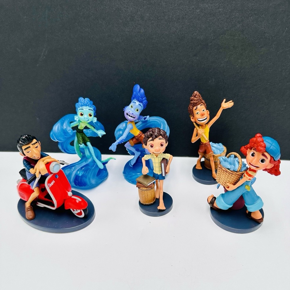 Disney Pixar Luca Figurine Figure Playset 6 Piece Play Toy Set EUC